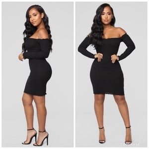 Fashion Nova off the shoulder dress. Size 1X color Black